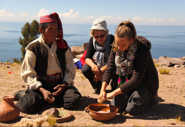 Au bord du lac Titicaca en immersion